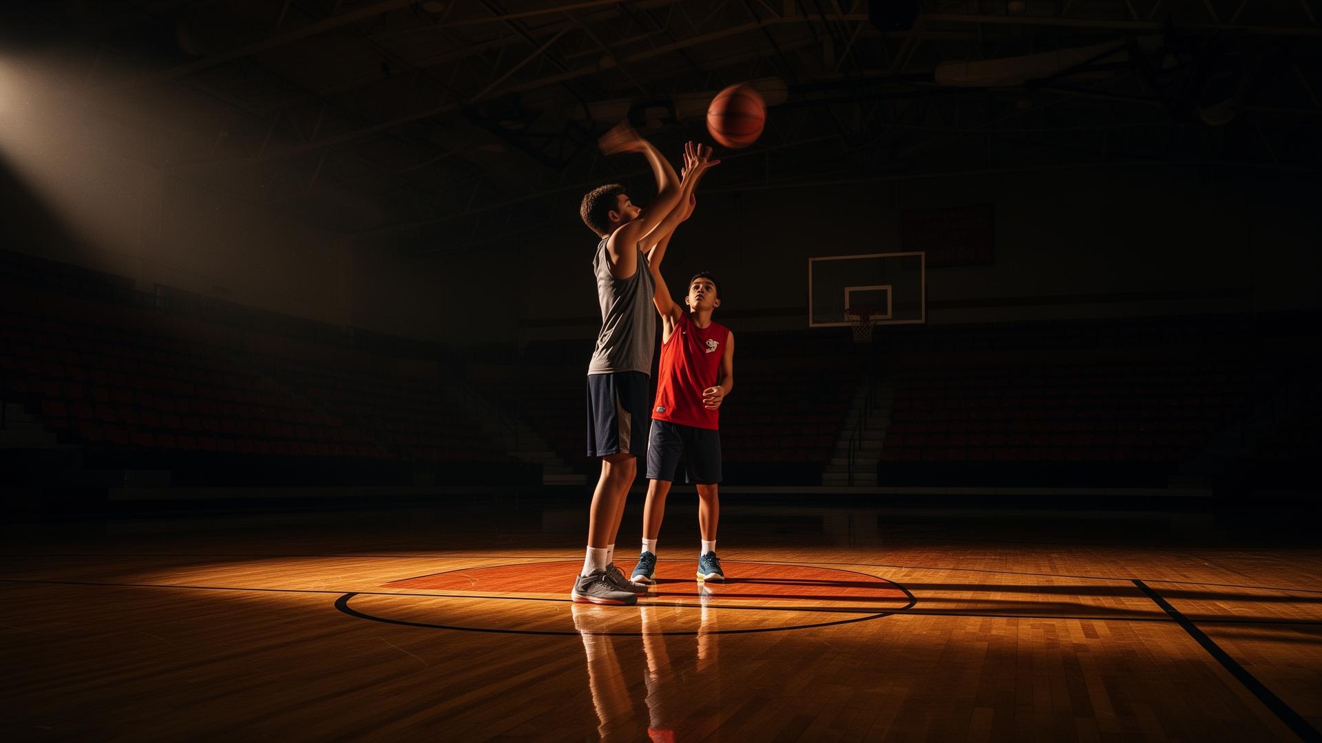 Young athlete training one-on-one in an empty gym